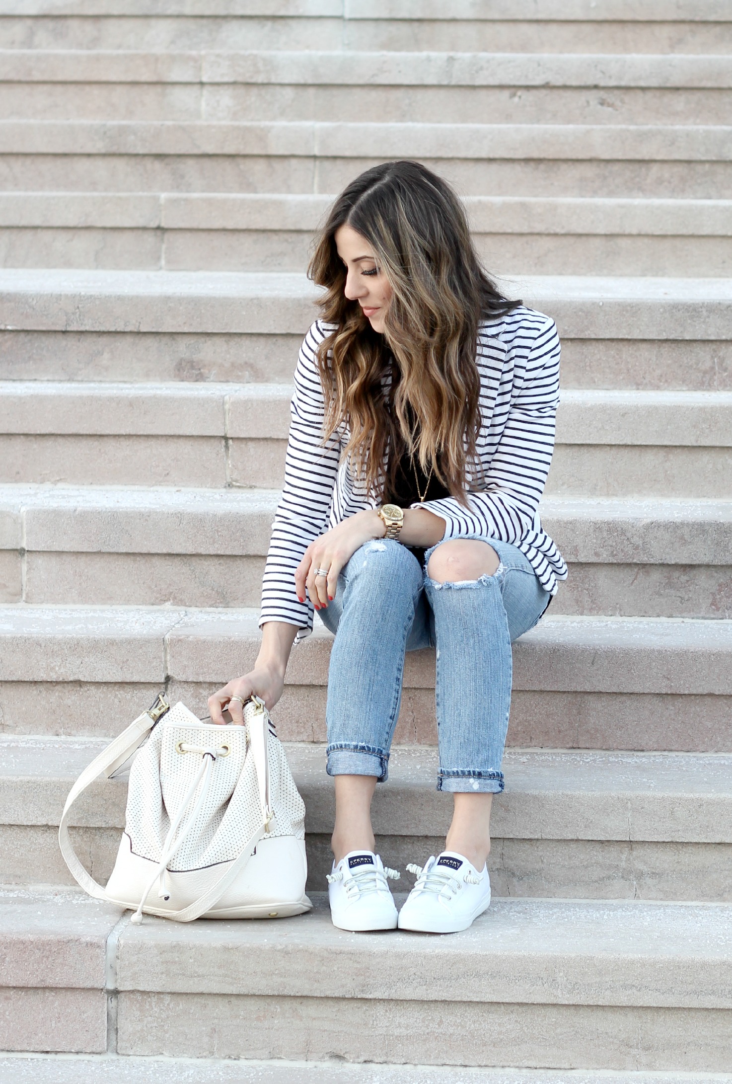 white sperrys outfit
