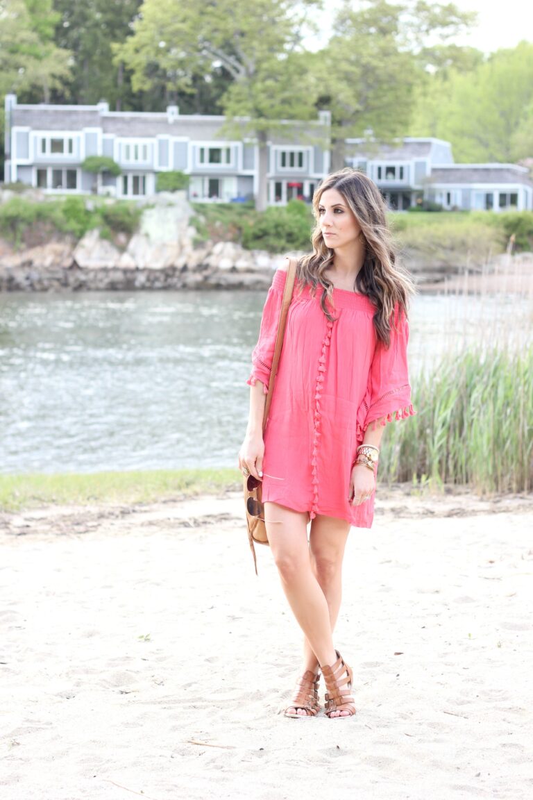 Coral Fringe Dress