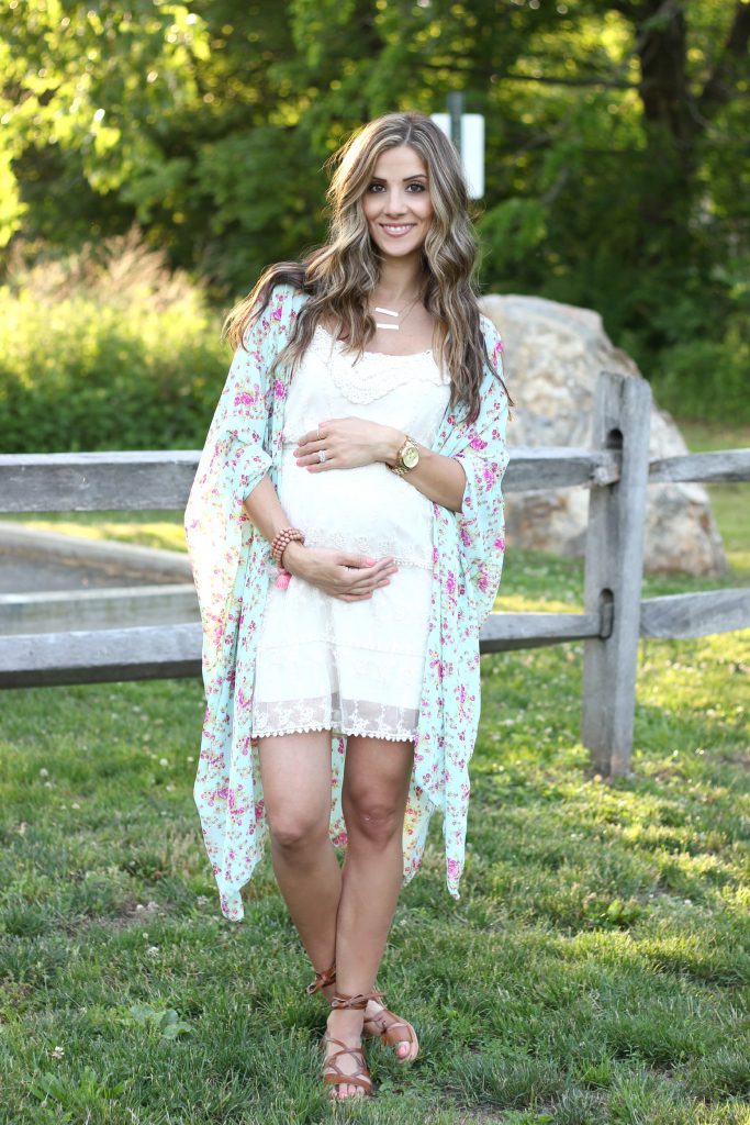 Pink Blush Maternity Kimono, Maternity Style