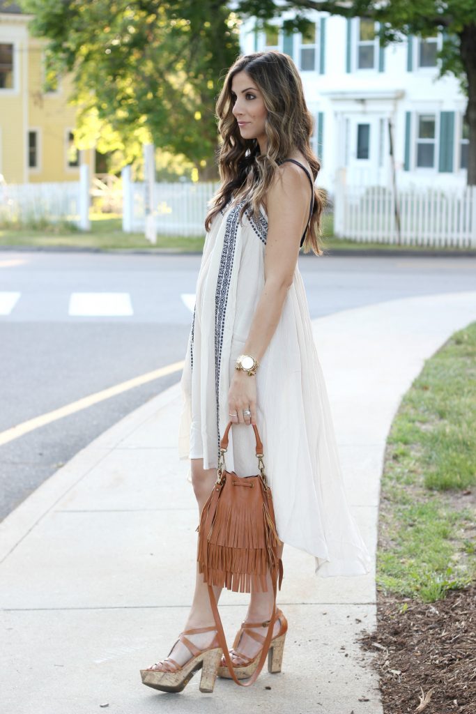 Embroidered Linen Maternity Dress, Pink Blush Maternity