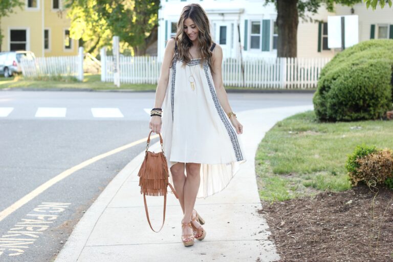 Embroidered Linen Maternity Dress