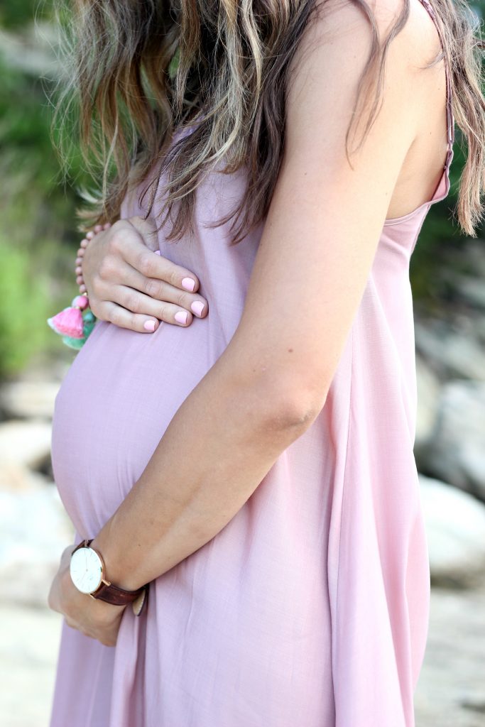 Pink Stitch Resort Maxi in Taupe, Maternity Fashion, Maternity Style