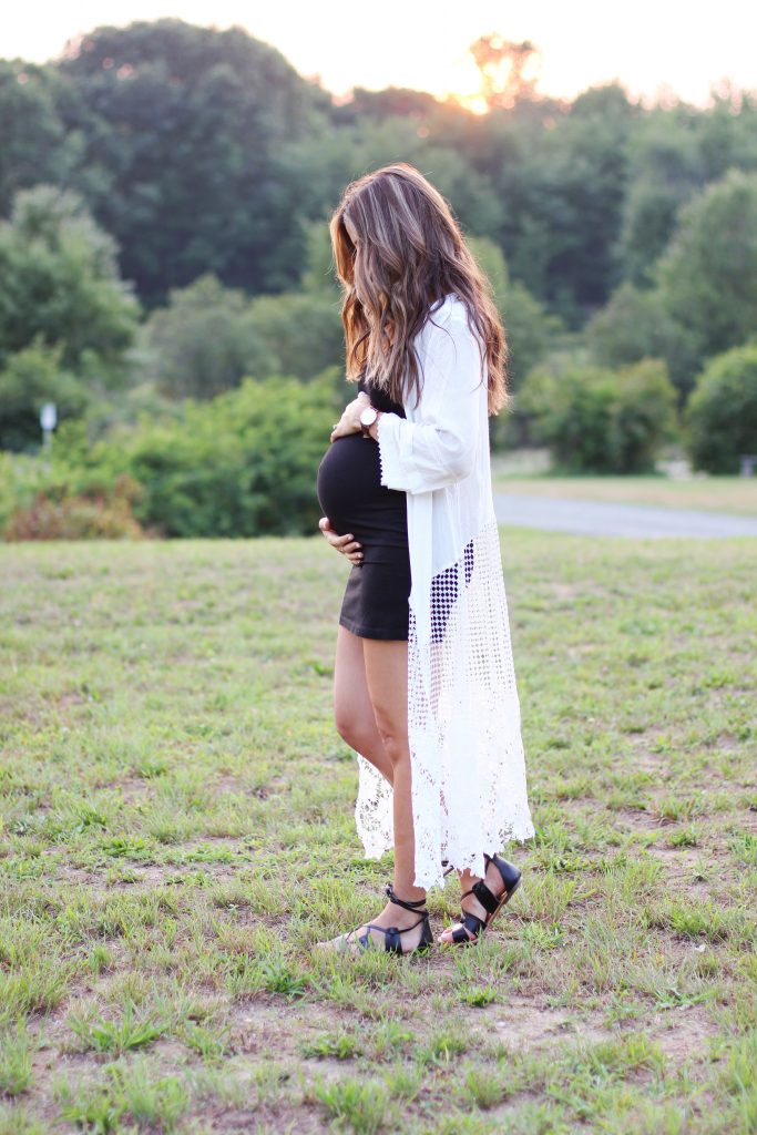 SheInside Crochet Cardigan, Maternity Style