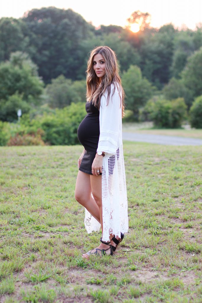 SheInside Crochet Cardigan, Maternity Style