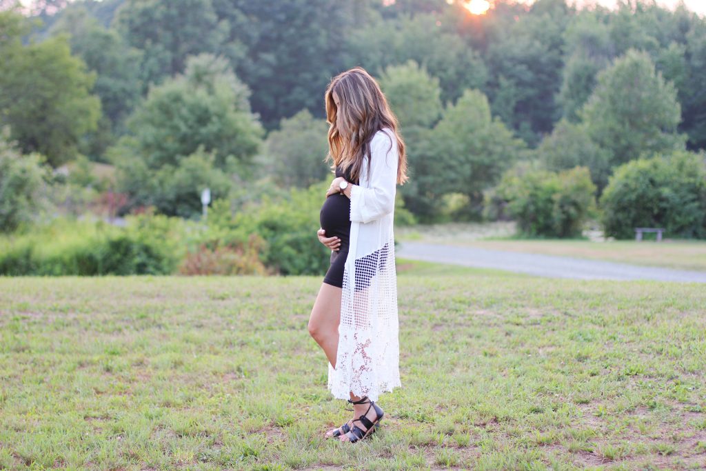 SheInside Crochet Cardigan, Maternity Style