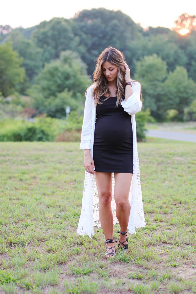 SheInside Crochet Cardigan, Maternity Style