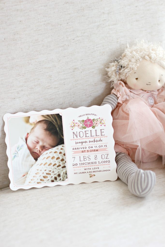 Hello Beautiful baby girl birth announcement by Minted