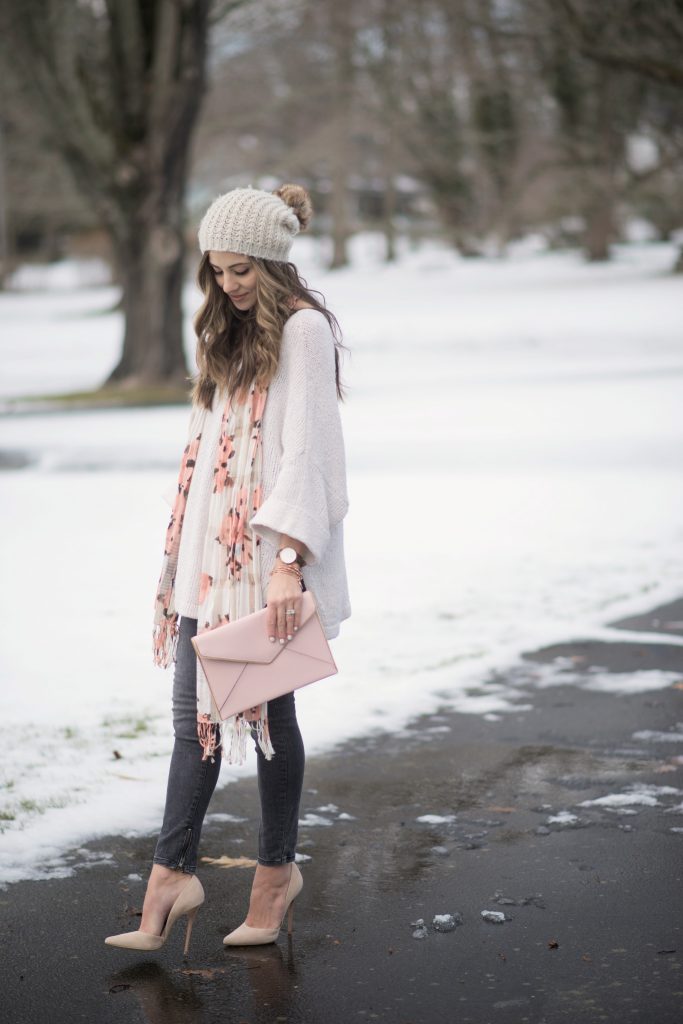 Dressy casual Valentine's Day outfit and how to style Pantone's Color of the Year Rose Quartz, Blush tones