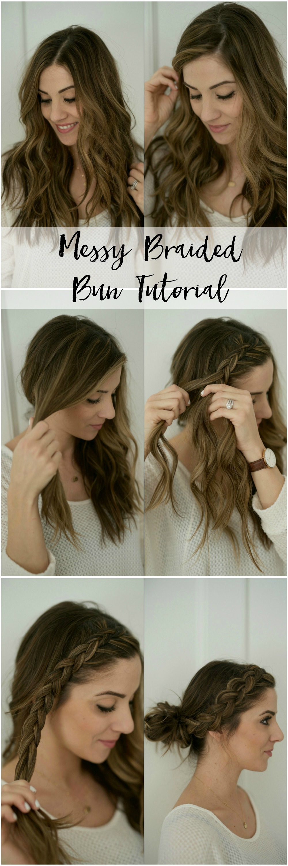 Messy Braided Bun Tutorial featuring Dove Refresh + Care Dry Shampoo, perfect for busy moms!