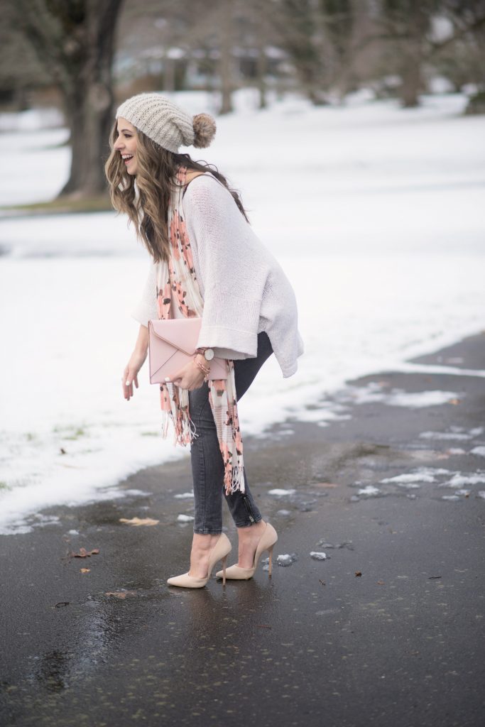 Dressy casual Valentine's Day outfit and how to style Pantone's Color of the Year Rose Quartz, Blush tones