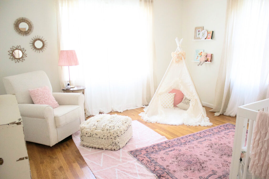 Bookmark this! Want to see how we brought this Bohemian Girl's Nursery them to life? 