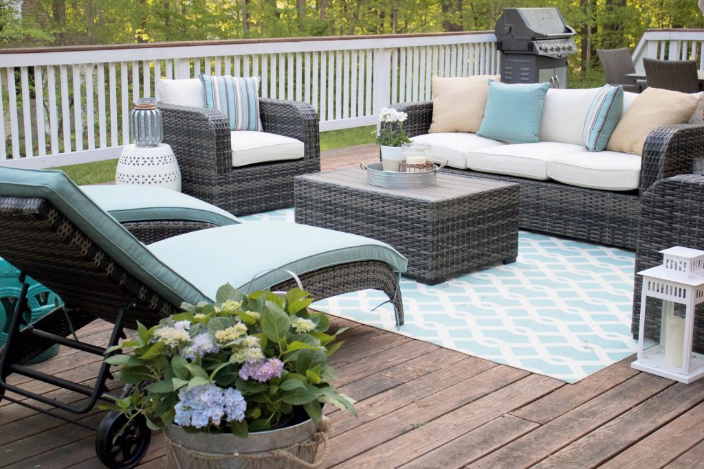 Stylish outdoor patio space with Raymour & Flanigan