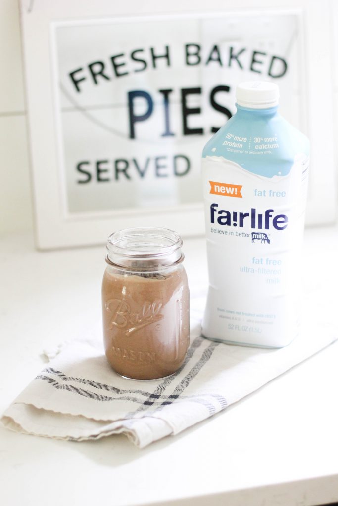 A delicious chocolate peanut butter avocado smoothie packed with healthy fats and protein for moms on the go.