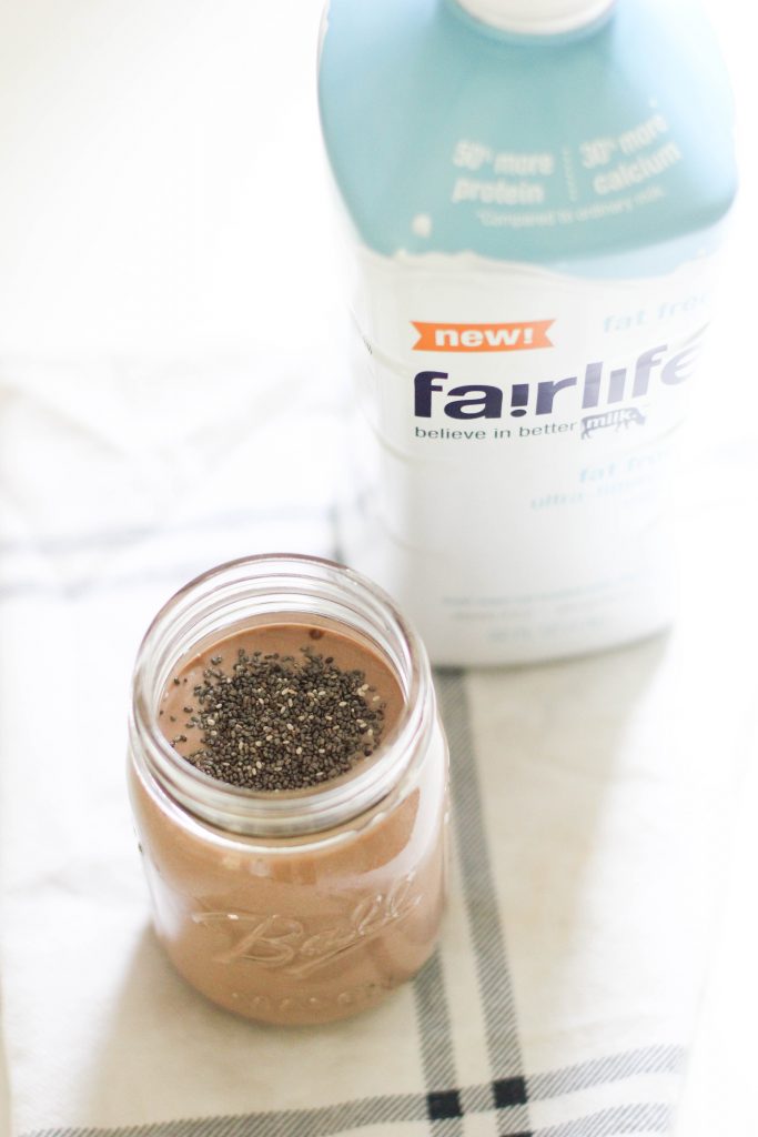 A delicious chocolate peanut butter avocado smoothie packed with healthy fats and protein for moms on the go.