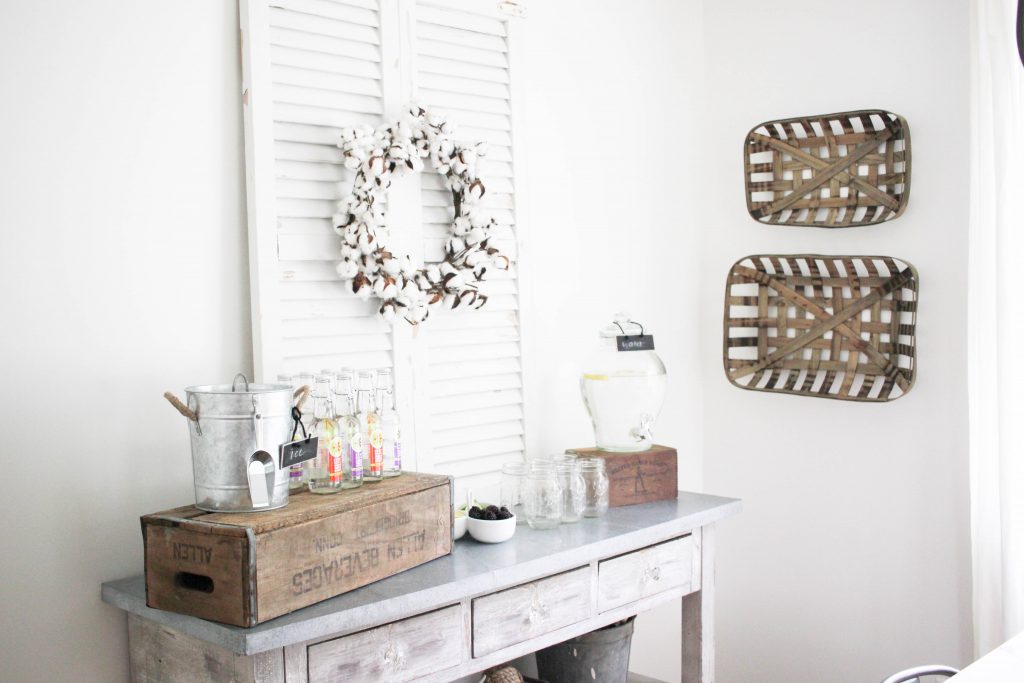 Simple DIY drink station using vintage decor