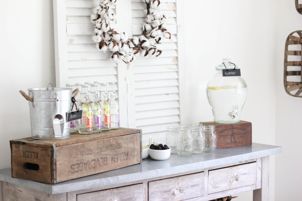 Simple DIY drink station using vintage decor