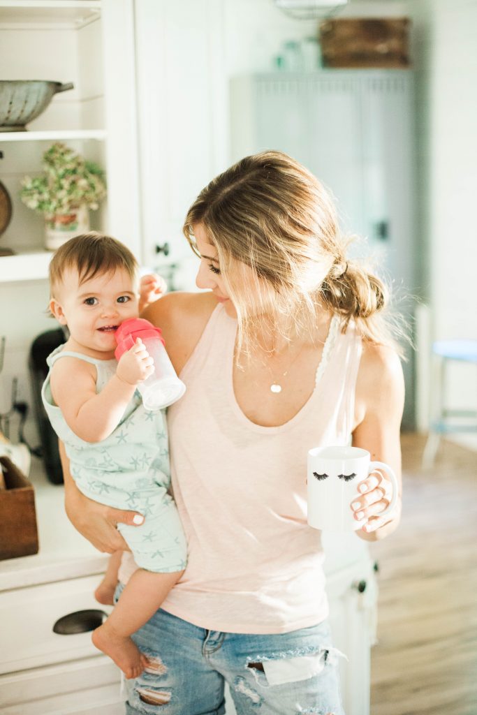 A home coffee bar for sleep deprived moms with Starbucks