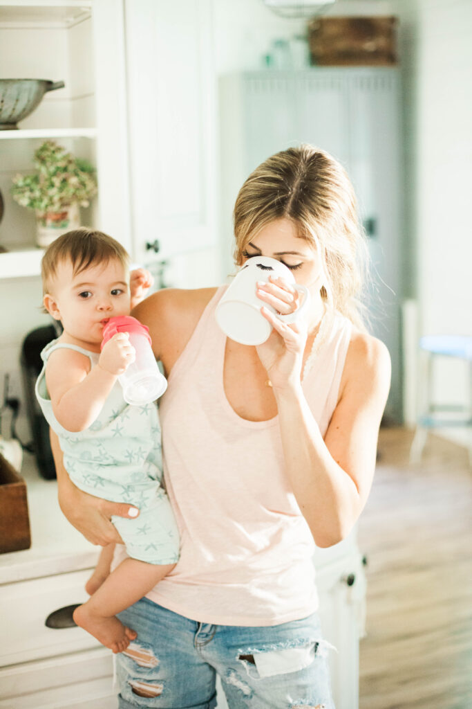 A home coffee bar for sleep deprived moms with Starbucks