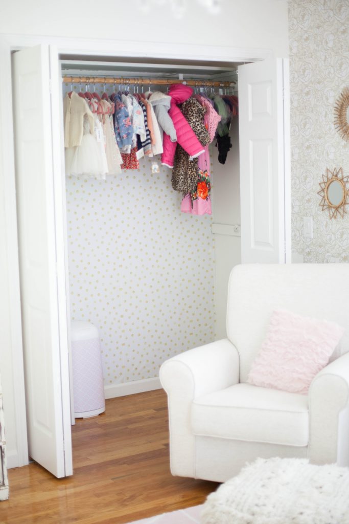 Tips for installing removable wallpaper from Walls Need Love and a cute way to add a big impact to your kid's closet!