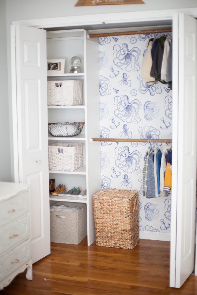 Home Kids Closet Makeovers Tips For Installing Removable Wallpaper Lauren Mcbride