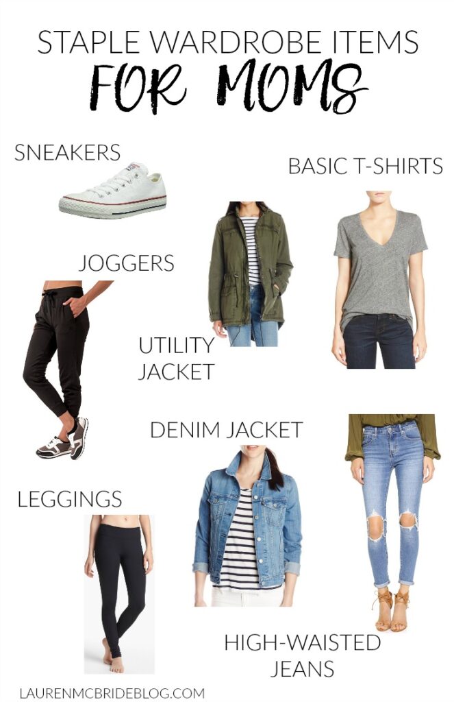 A short list of staple wardrobe items for moms that are stylish and comfortable enough for chasing the kids!