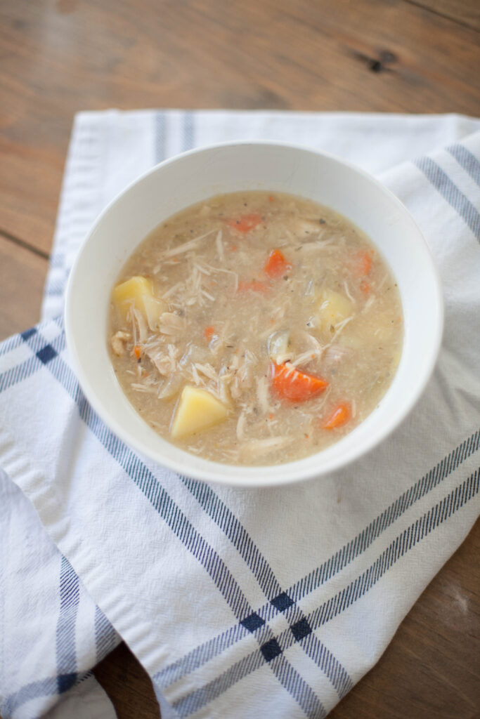 A delicious Whole30 compliant chicken soup recipe that's easy for busy moms! Also a week 1 update of my personal experience with Whole30