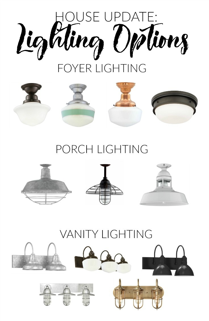 Lighting options for foyer, porch, and vanity by Barn Light Electric