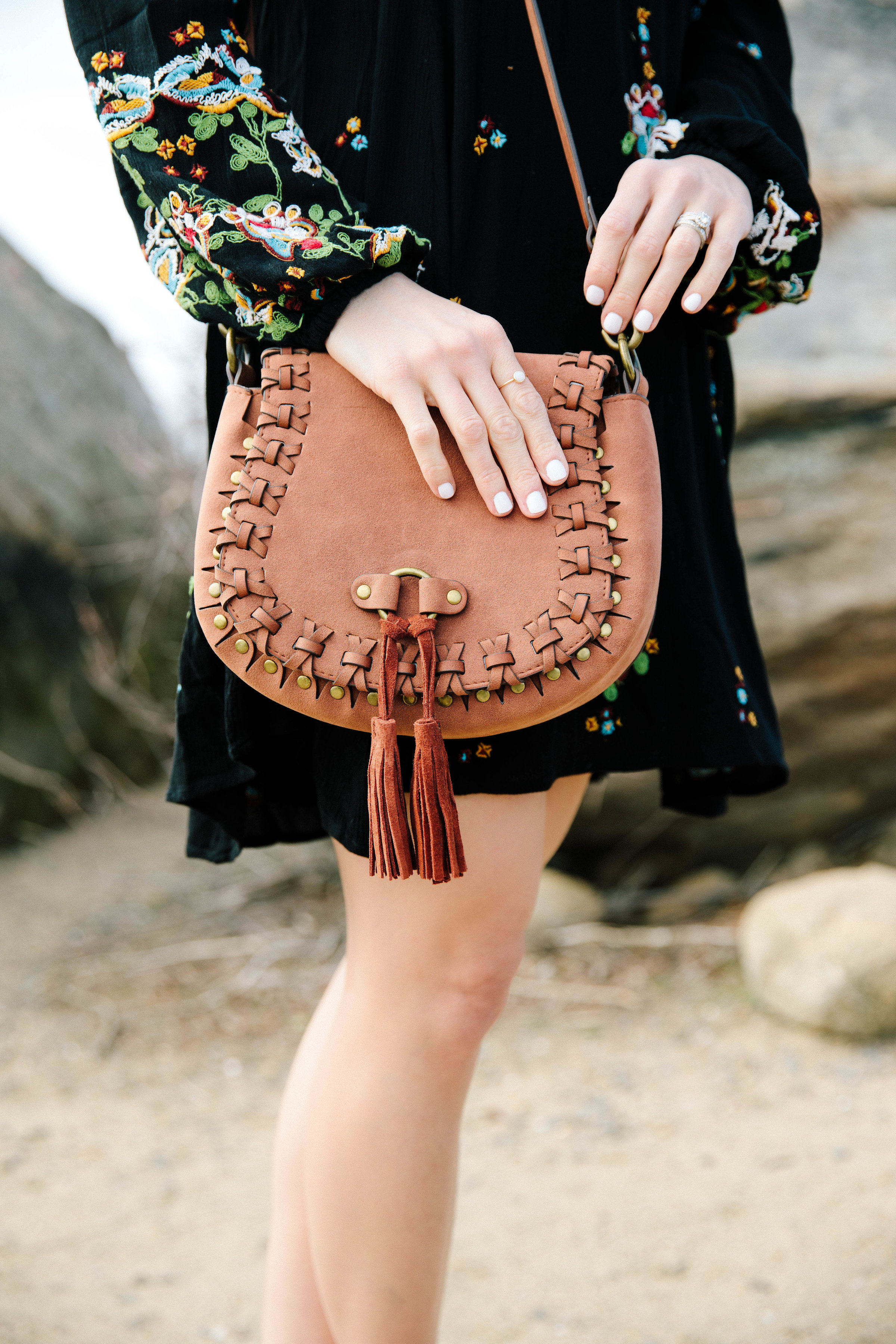 Boho chic has never been easier. This is the simplest way to style a boho embroidered dress. This dress is perfect in every way for Spring and you need it in your closet.