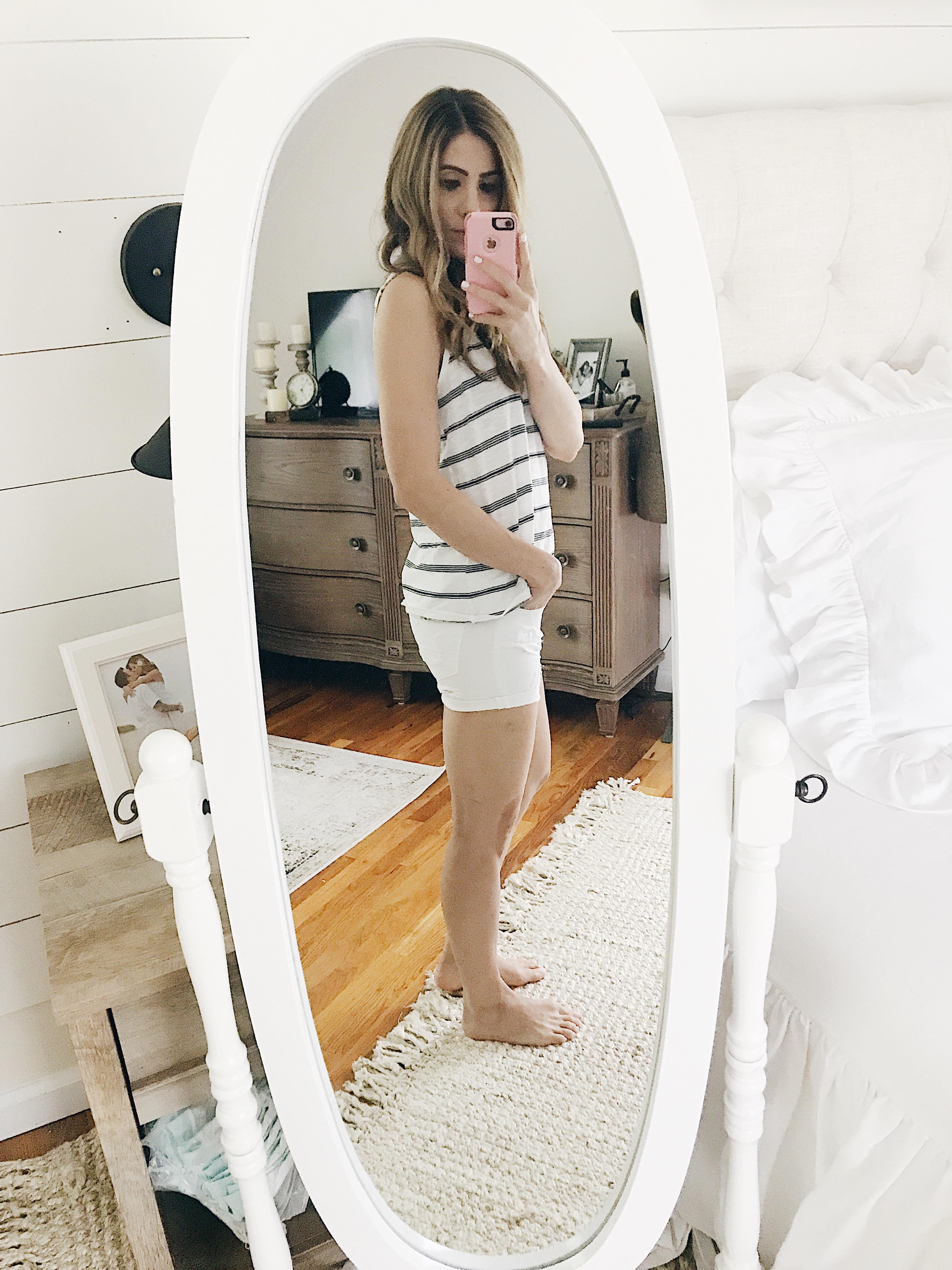 A full review of the Best Mom Shorts, including information on rise, inseam, and photos to show fit! Including a review of American Eagle's White Midi Shorts.
