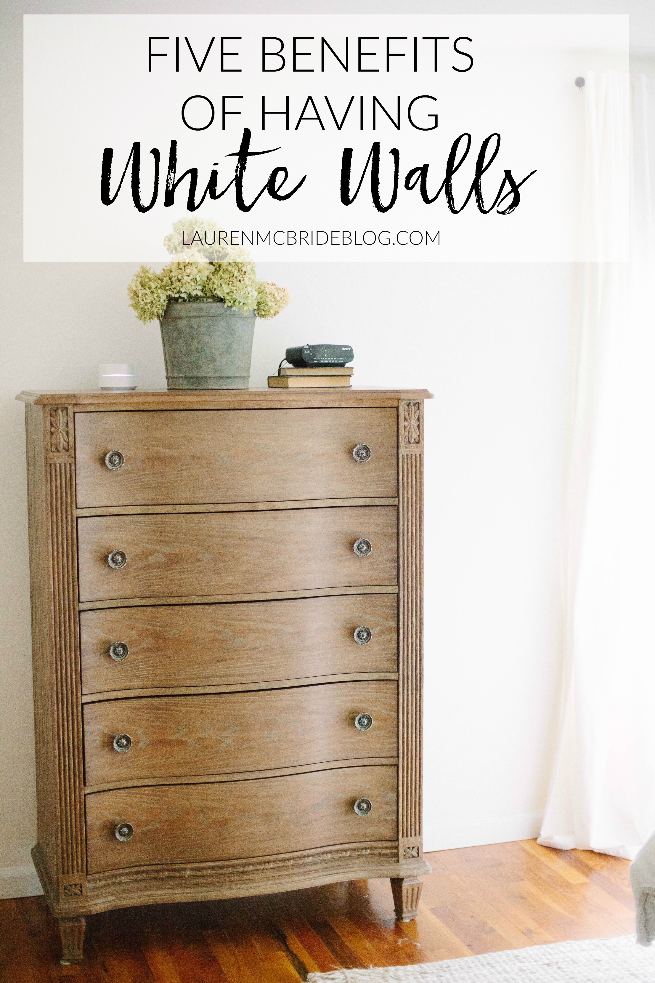 Having trouble deciding on a paint color? Check out this post on 5 Benefits of Having White Walls and why they're the best color for the space!