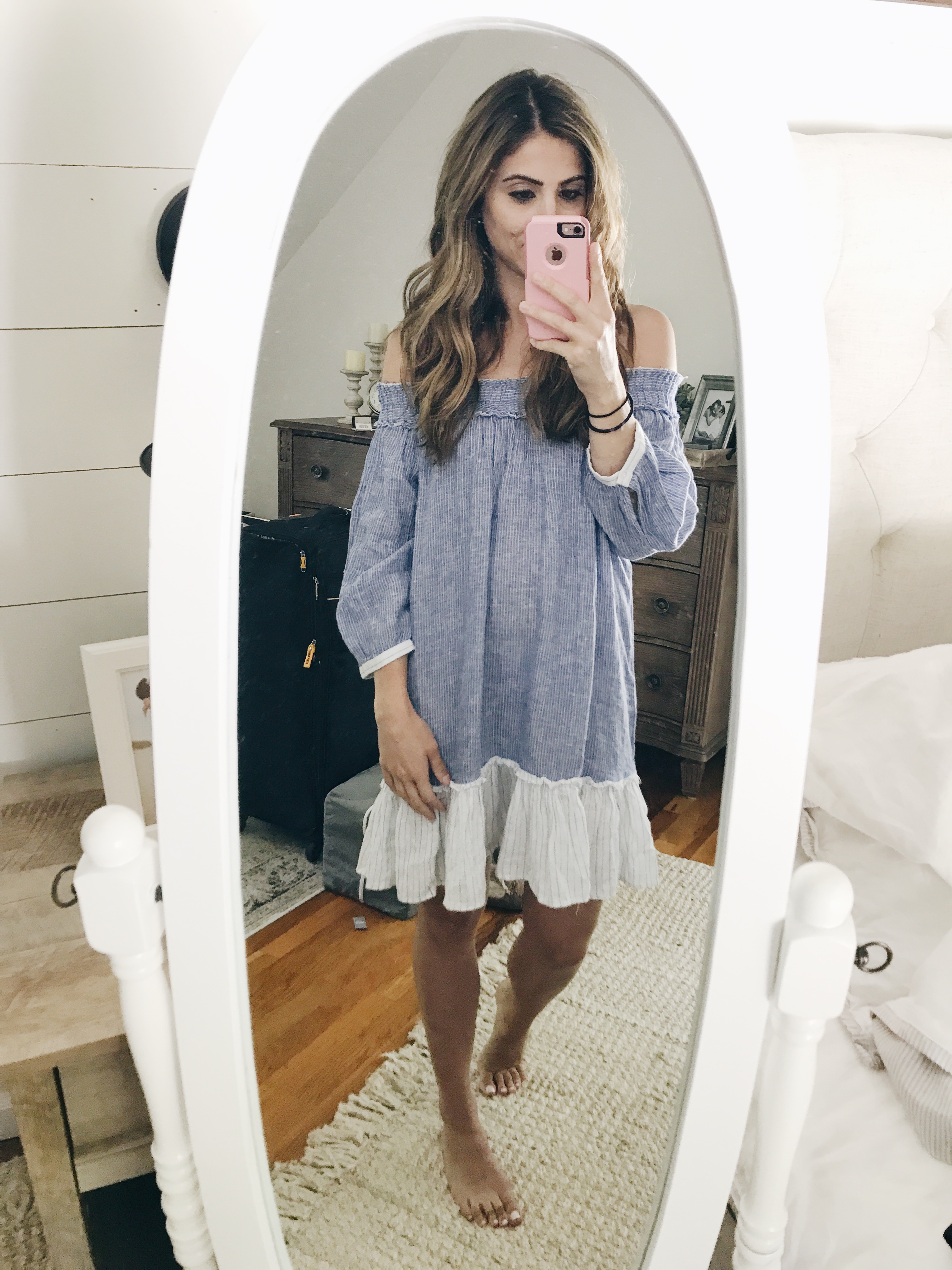 A Trunk Club review of Nordstrom's styling box service, including sizing and fit details of the items included like this Rails Camilla Off The Shoulder Dress.