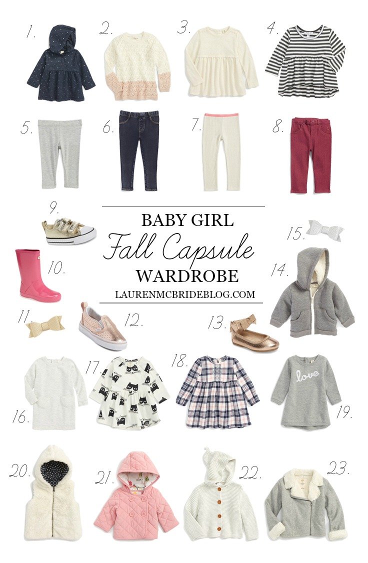 Connecticut based life and style blogger Lauren McBride shares an adorable Baby Girl Fall Capsule Wardrobe that will save you money and last all season.