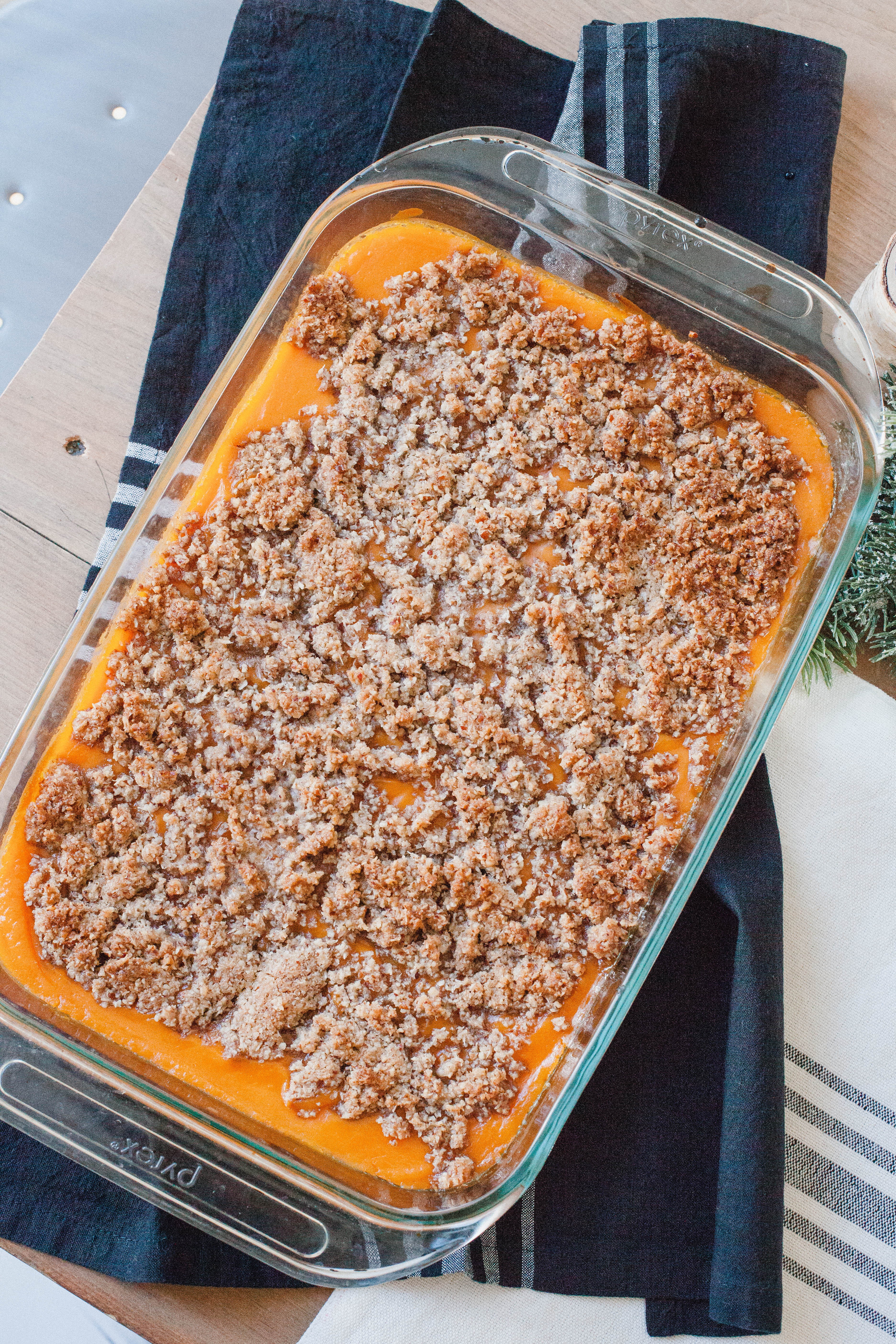 Life and style blogger Lauren McBride shares her Best Damn Sweet Potato Casserole which is a staple at her Thanksgiving table every year.