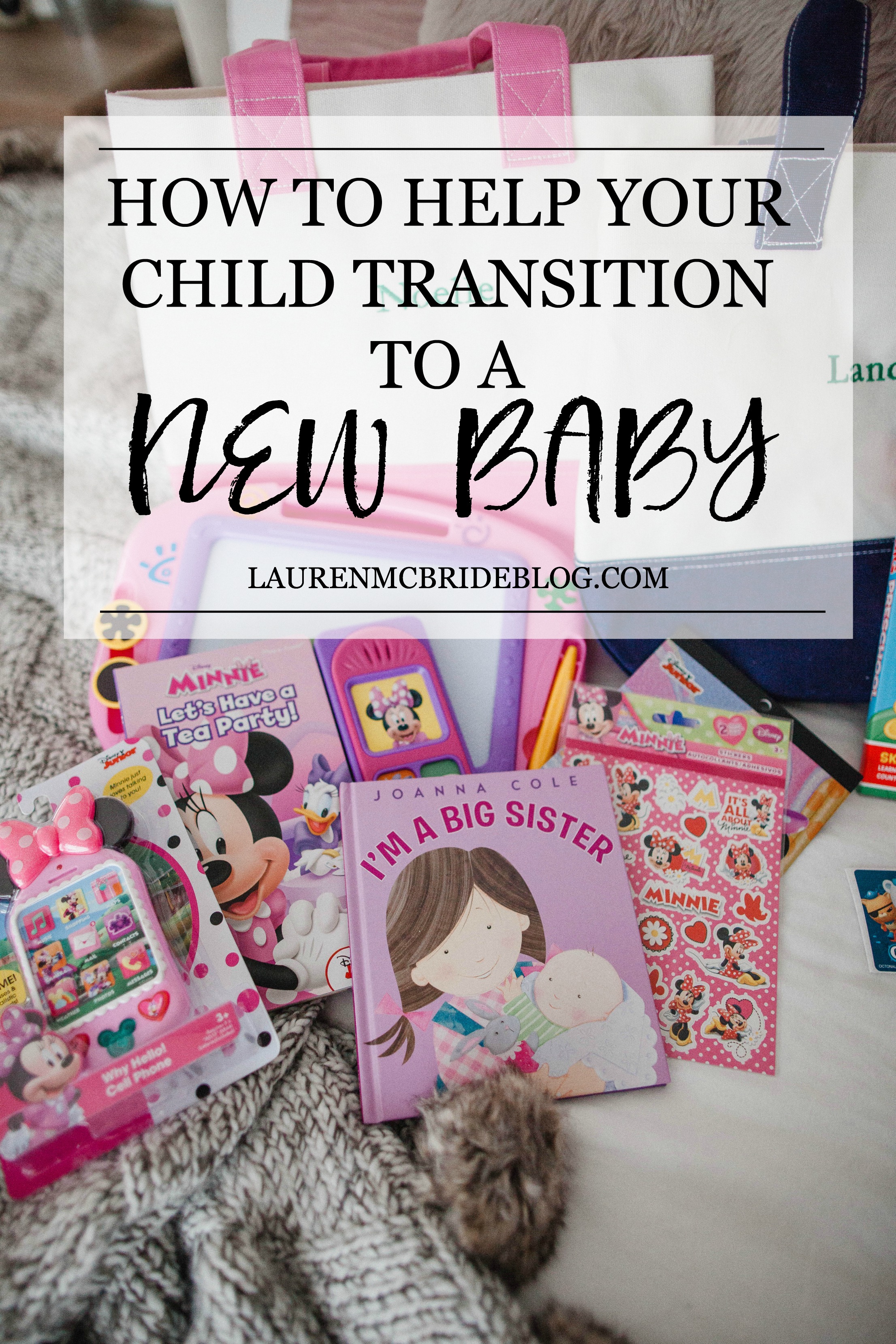 Life and style blogger Lauren McBride shares her tips on How to Help Your Child Transition to a New Baby, including fun big brother/sister bags!