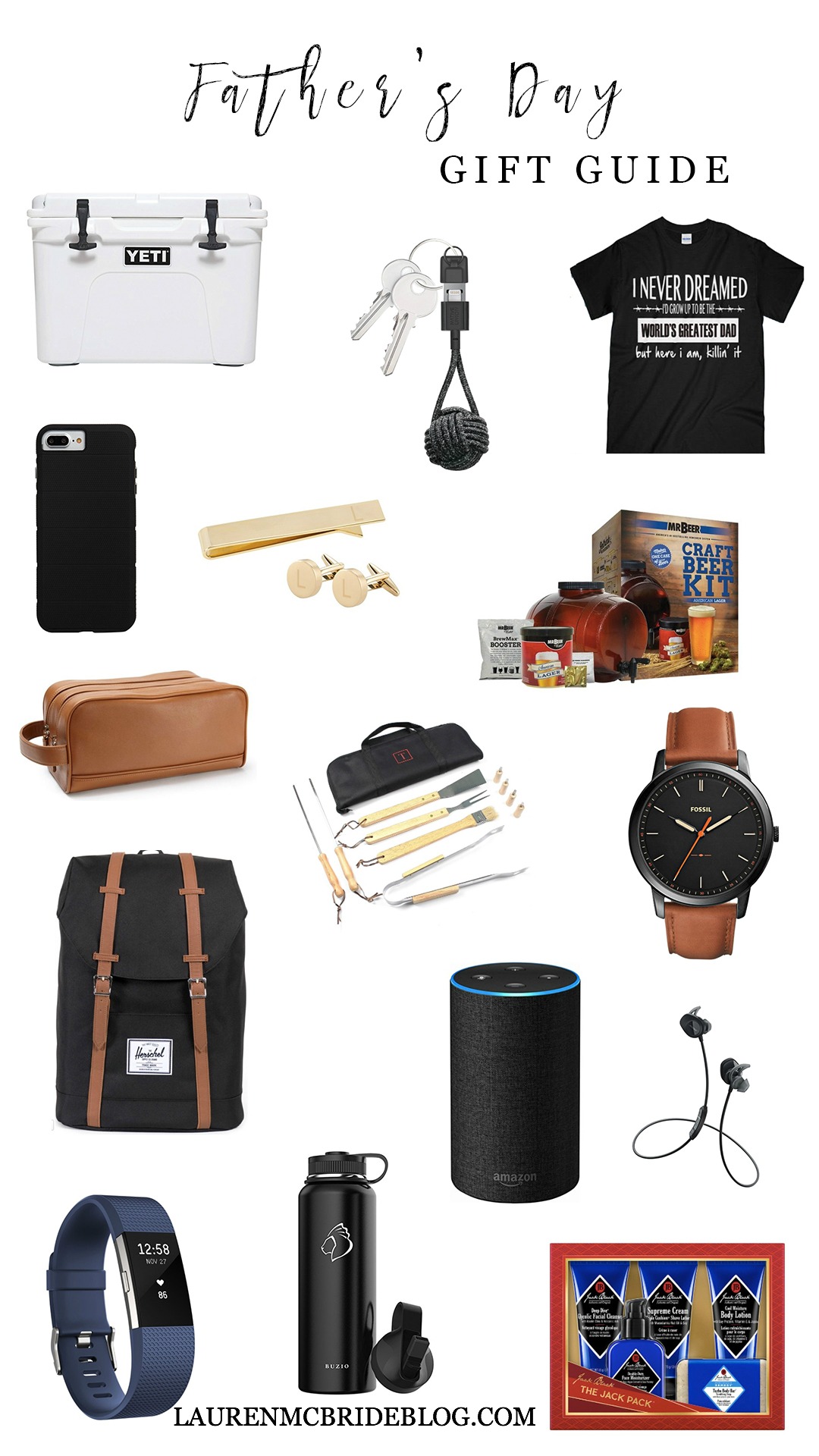 Life and style blogger Lauren McBride shares a Father's Day Gift Guide featuring a wide variety of items and prices for the athlete, grill master, business man, and more. 