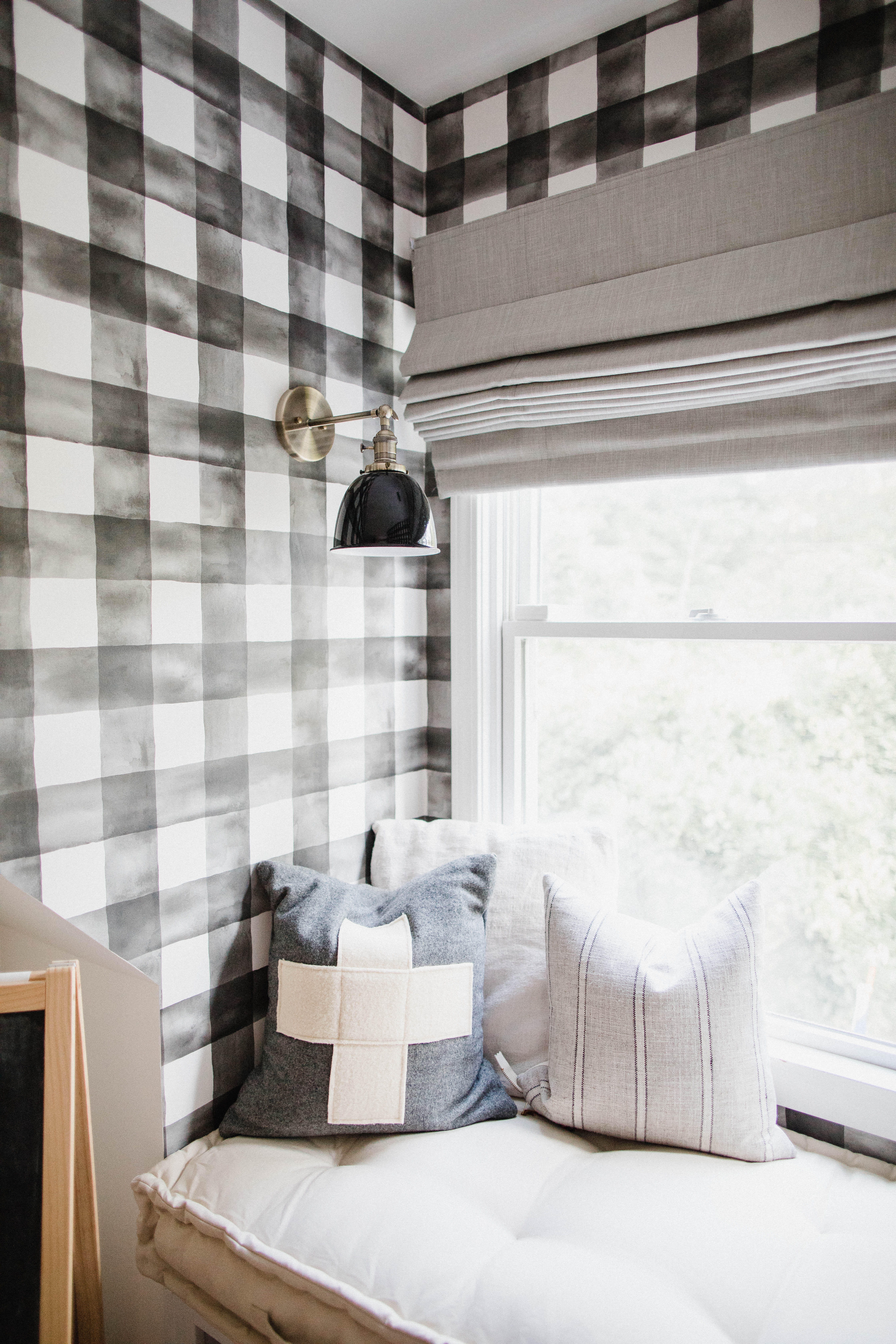 Connecticut life and style blogger Lauren McBride shares a shared boys bedroom update featuring a unique wallpaper wall using products from Home Depot.