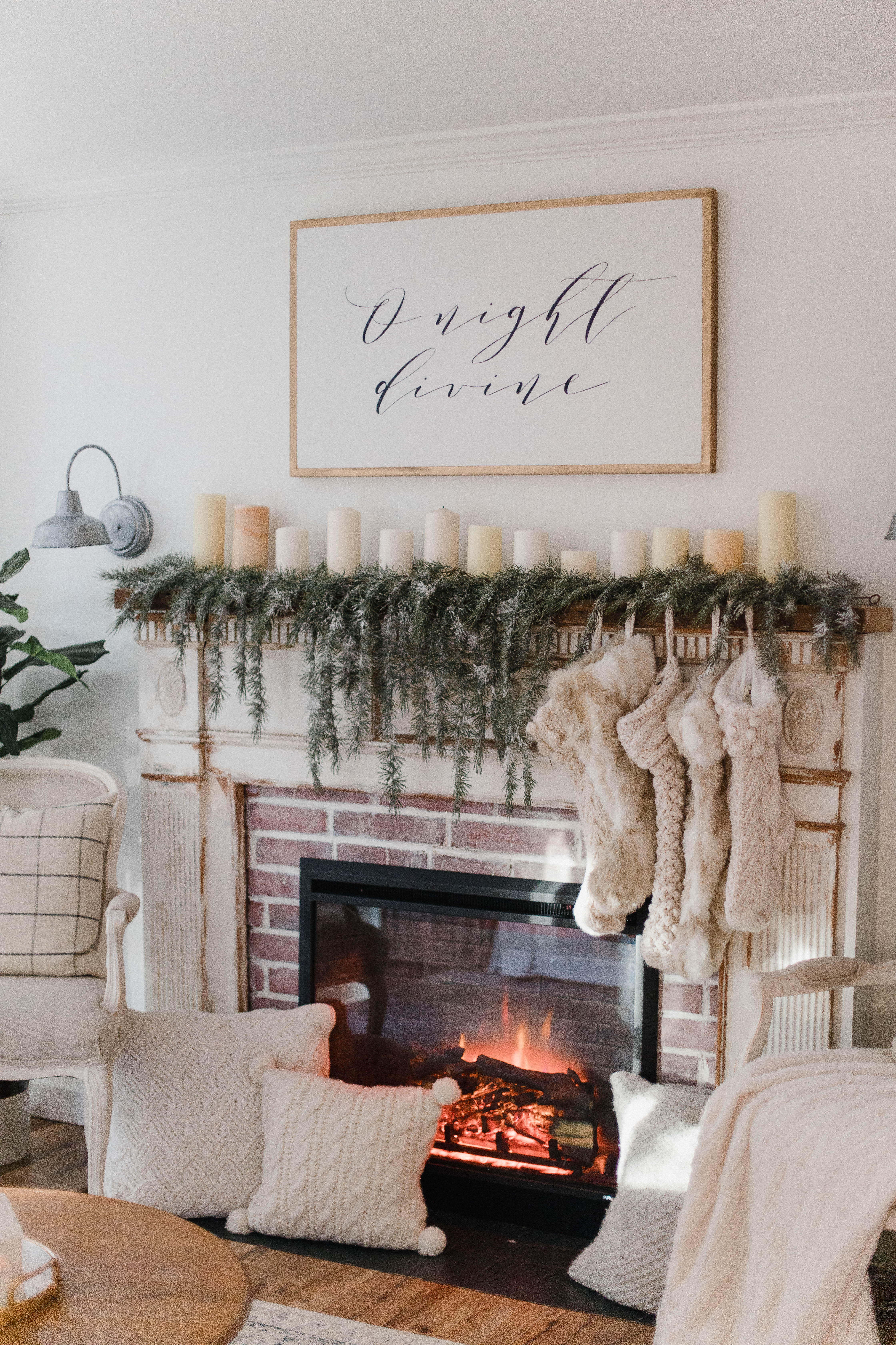 Connecticut life and style blogger Lauren McBride shares her Christmas Cottage Living Room for the 2018 Christmas season.