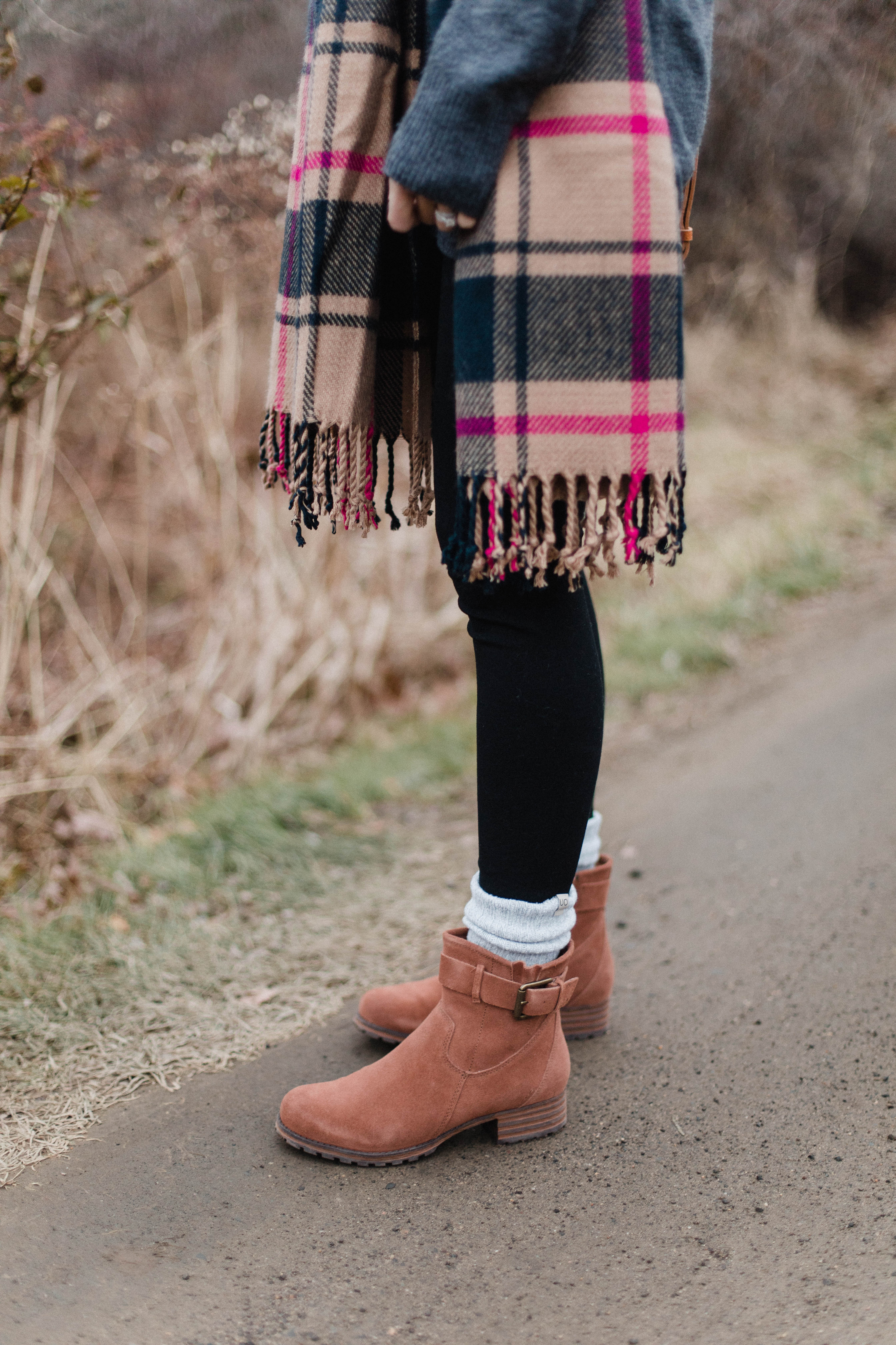 Connecticut life and style blogger Lauren McBride shares how to style low cut booties with socks for the fall and winter seasons.