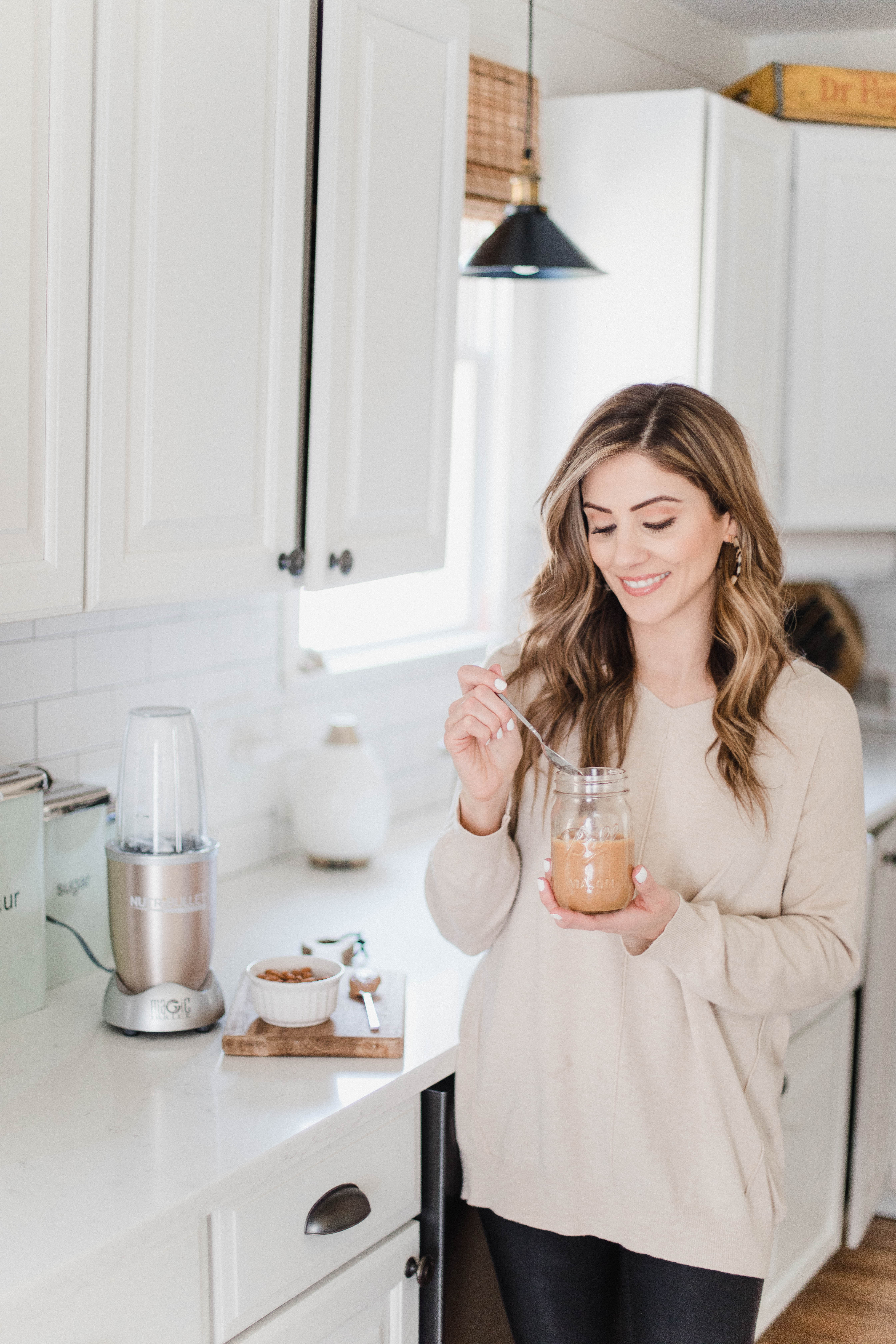 Connecticut life and style blogger Lauren McBride shares an Easy Homemade Almond Butter recipe using almonds and a NutriBullet.