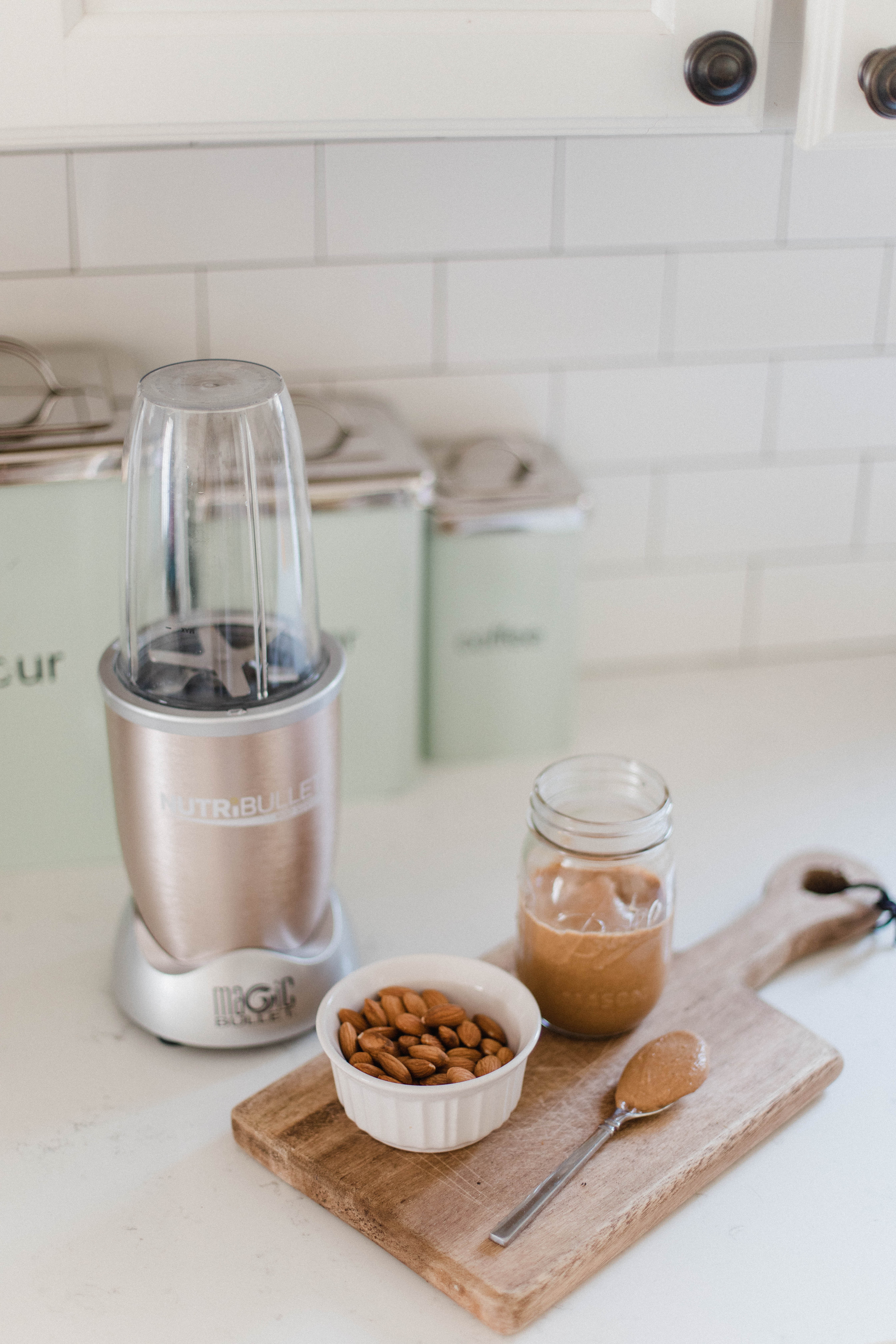 Connecticut life and style blogger Lauren McBride shares an Easy Homemade Almond Butter recipe using almonds and a NutriBullet.