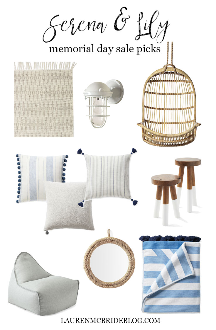 Connecticut life and style blogger Lauren McBride shares her Serena & Lily Memorial Day Sale picks including pillows, mirrors, beach towels, and more.