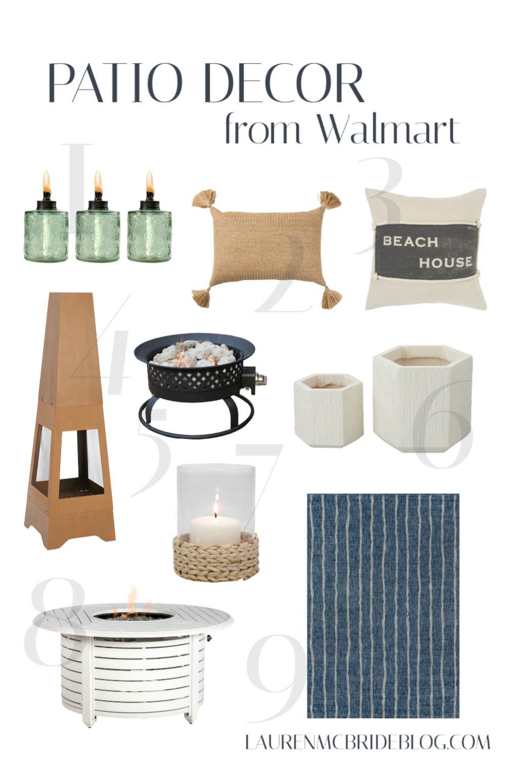 Connecticut life and style blogger Lauren McBride shares a round up of Patio Decor from Walmart, including outdoor rugs, pillows, and decor options.