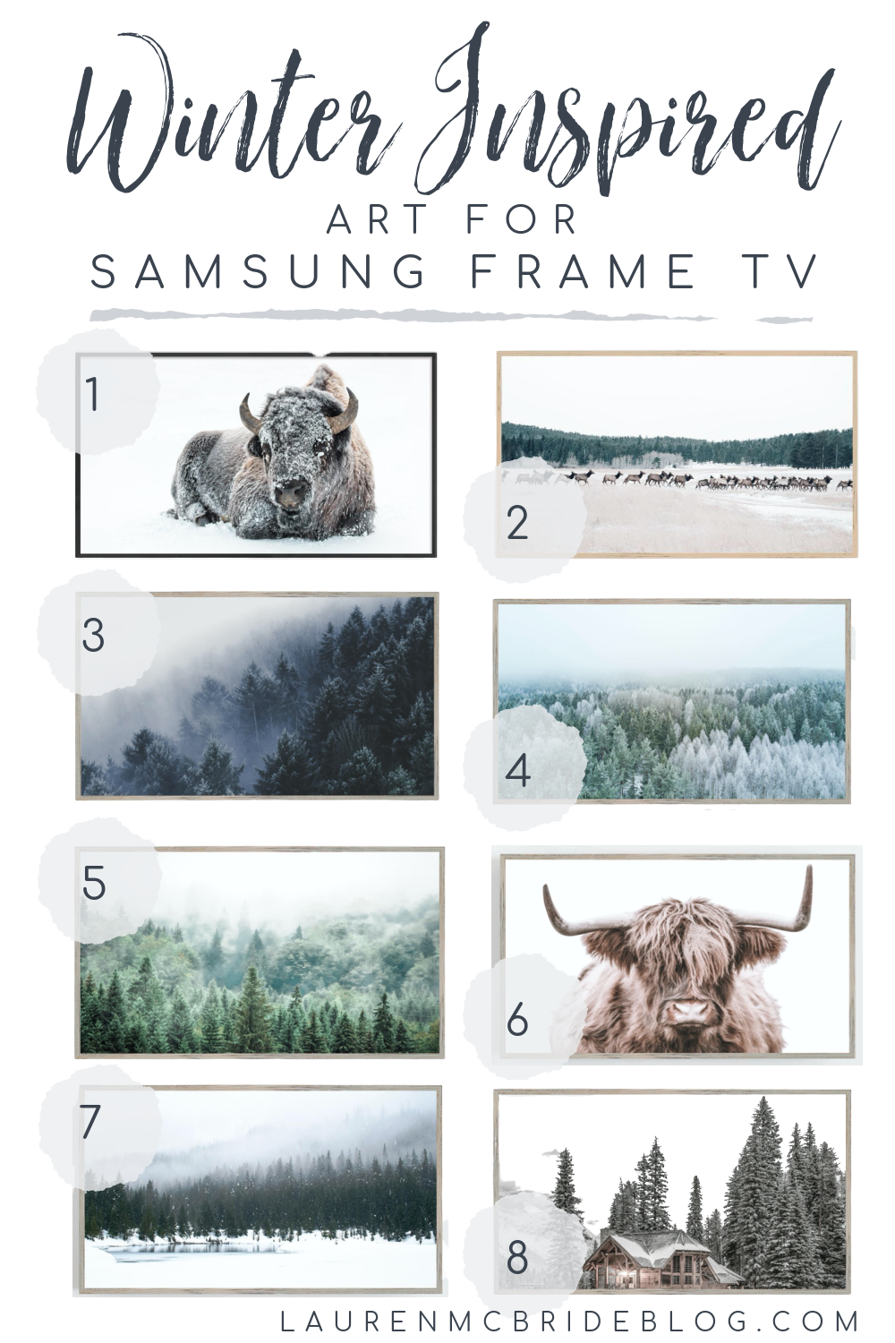Looking for winter inspired art for the Samsung Frame TV? Connecticut life and style blogger Lauren McBride shares winter digital art.