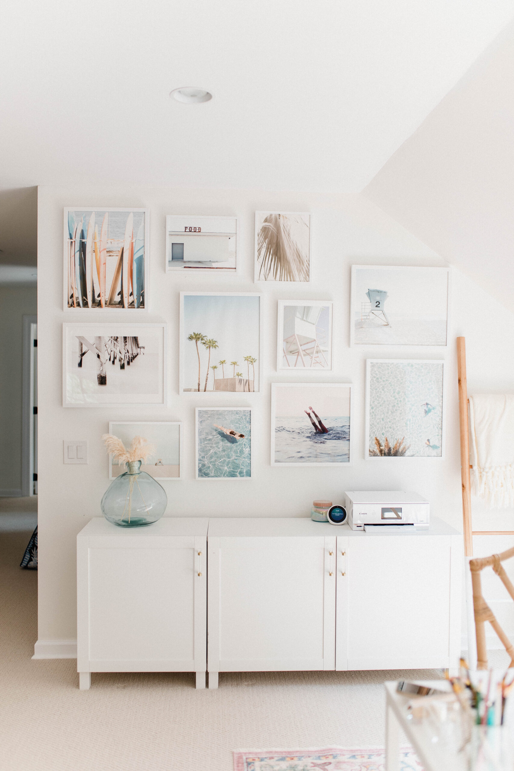 Connecticut life and style blogger Lauren McBride shares her coastal office gallery wall featuring artwork from Minted.