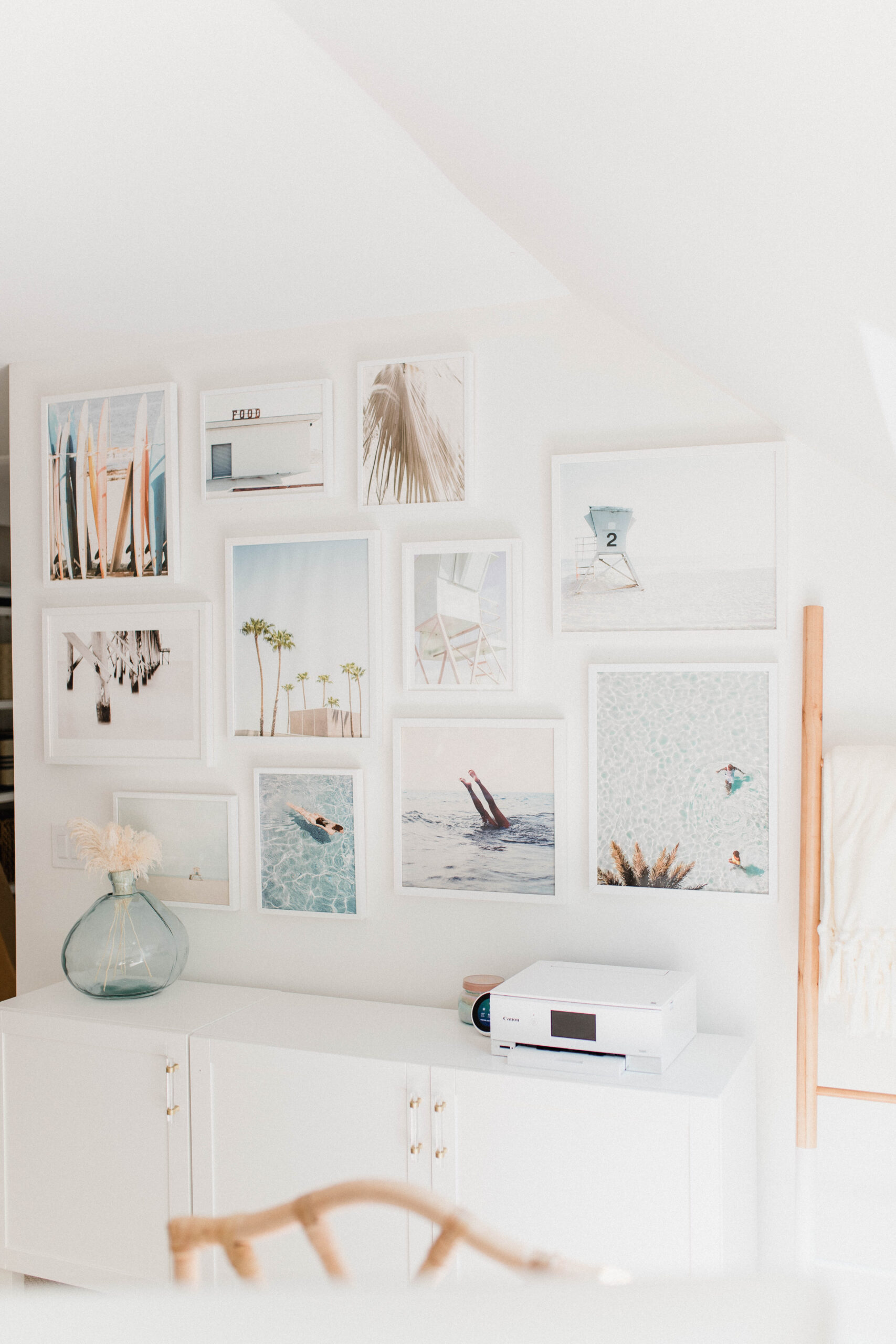 Connecticut life and style blogger Lauren McBride shares her coastal office gallery wall featuring artwork from Minted.