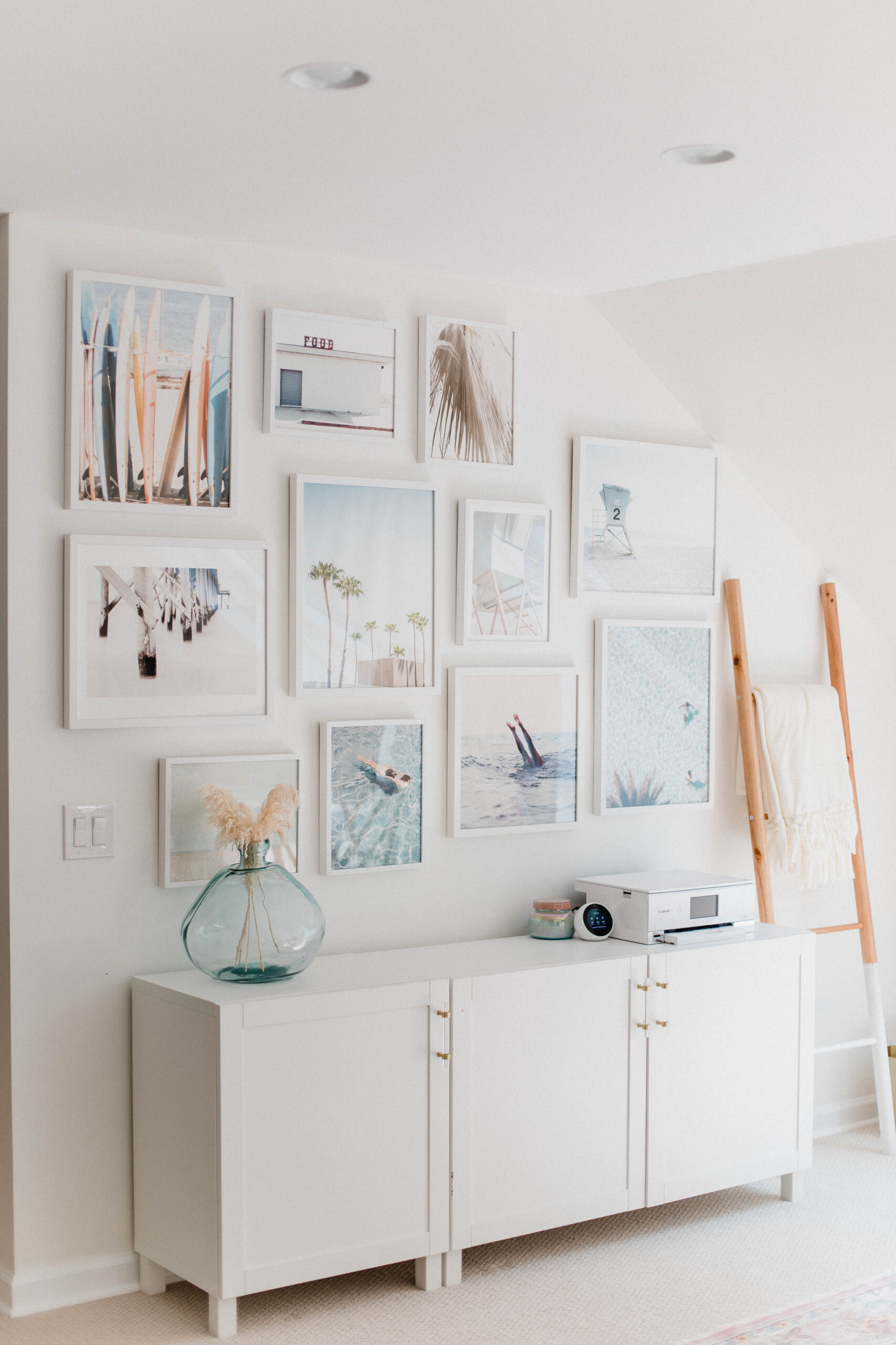 Connecticut life and style blogger Lauren McBride shares her coastal office gallery wall featuring artwork from Minted.