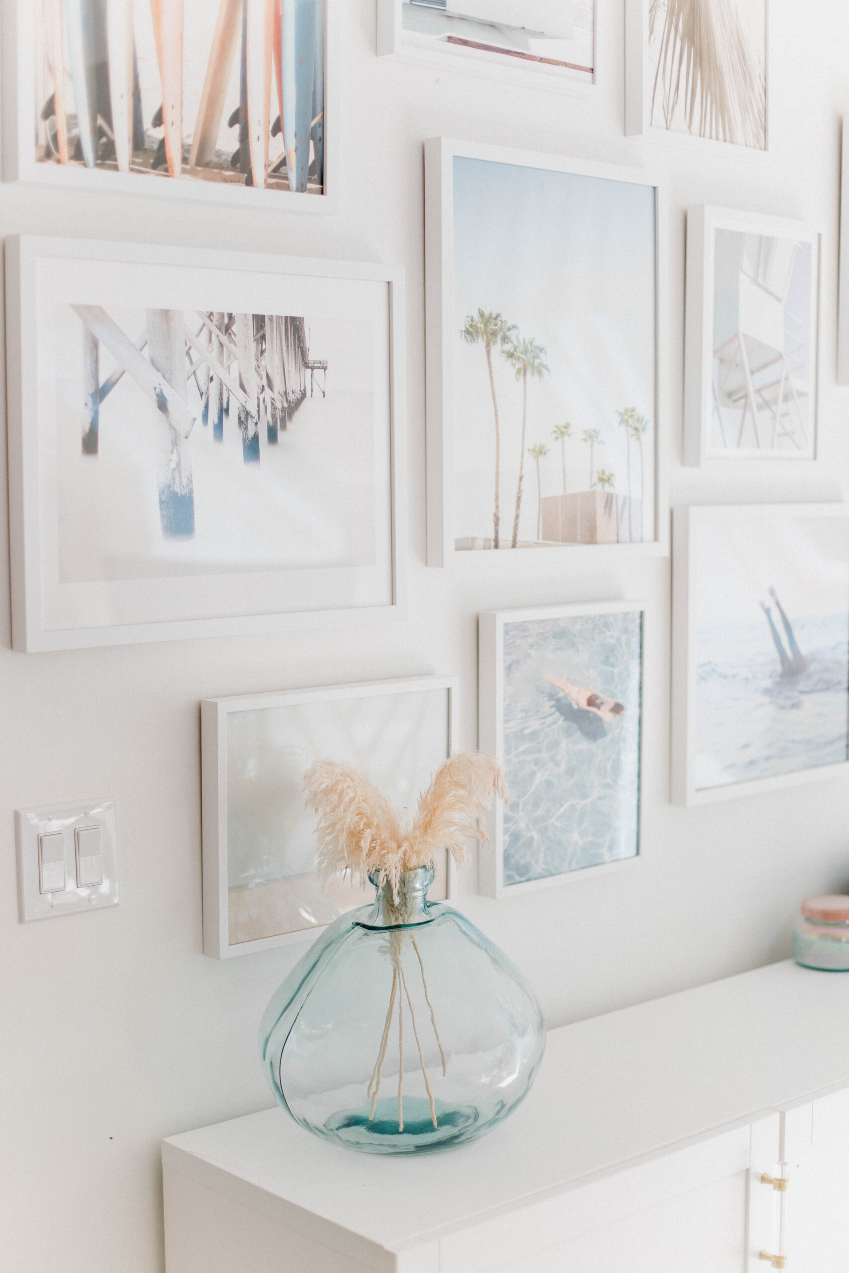 Connecticut life and style blogger Lauren McBride shares her coastal office gallery wall featuring artwork from Minted.