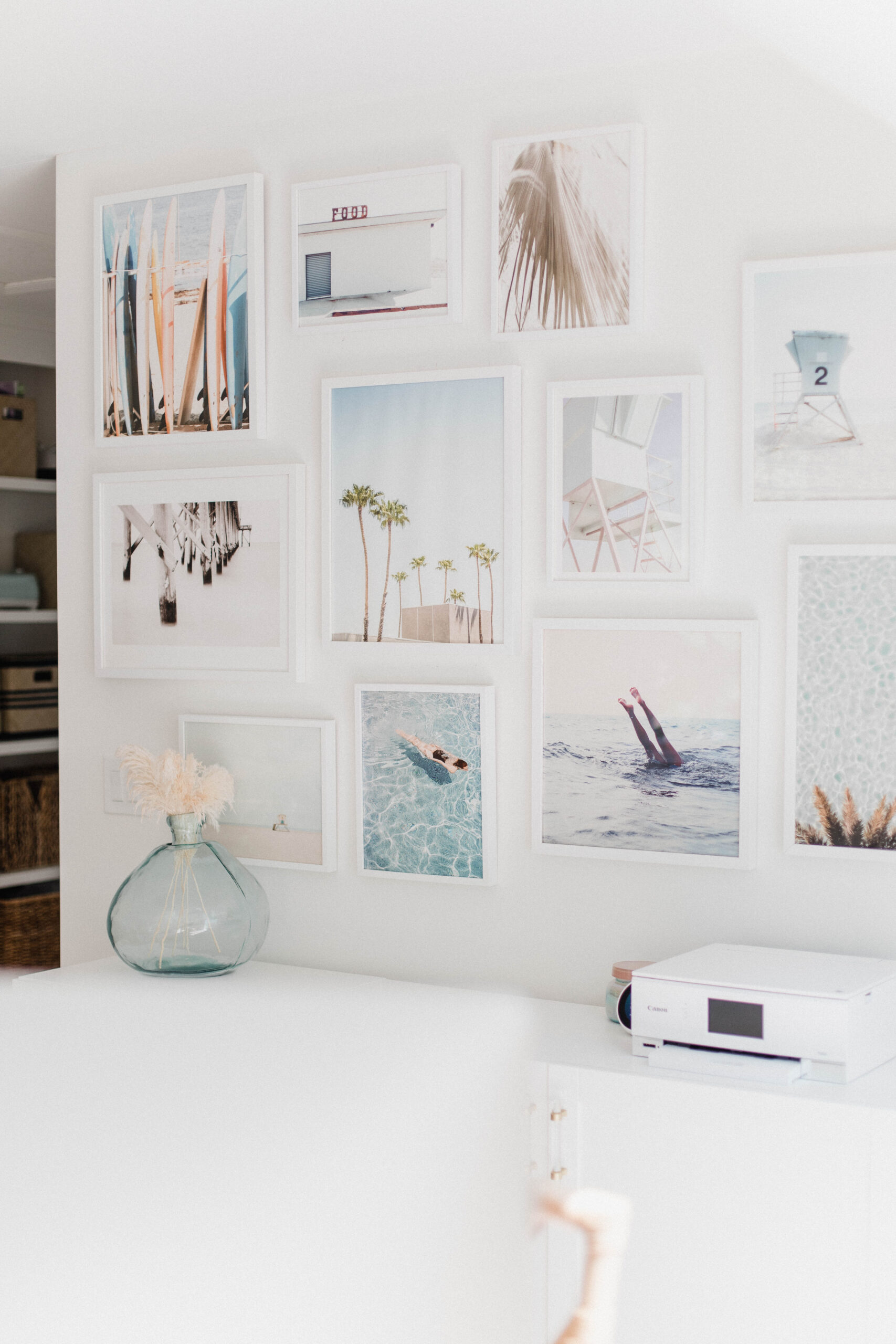 Connecticut life and style blogger Lauren McBride shares her coastal office gallery wall featuring artwork from Minted.