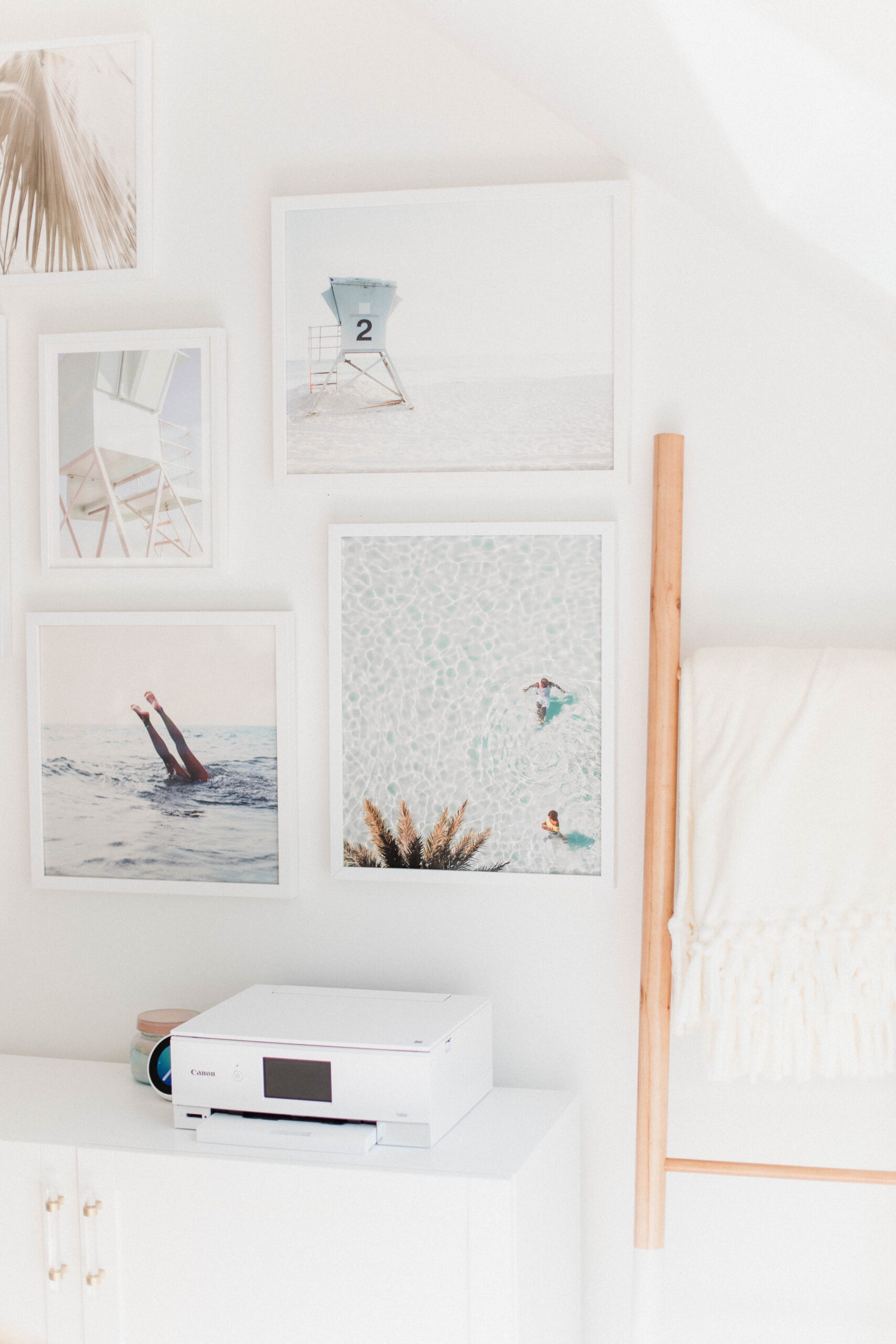 Connecticut life and style blogger Lauren McBride shares her coastal office gallery wall featuring artwork from Minted.