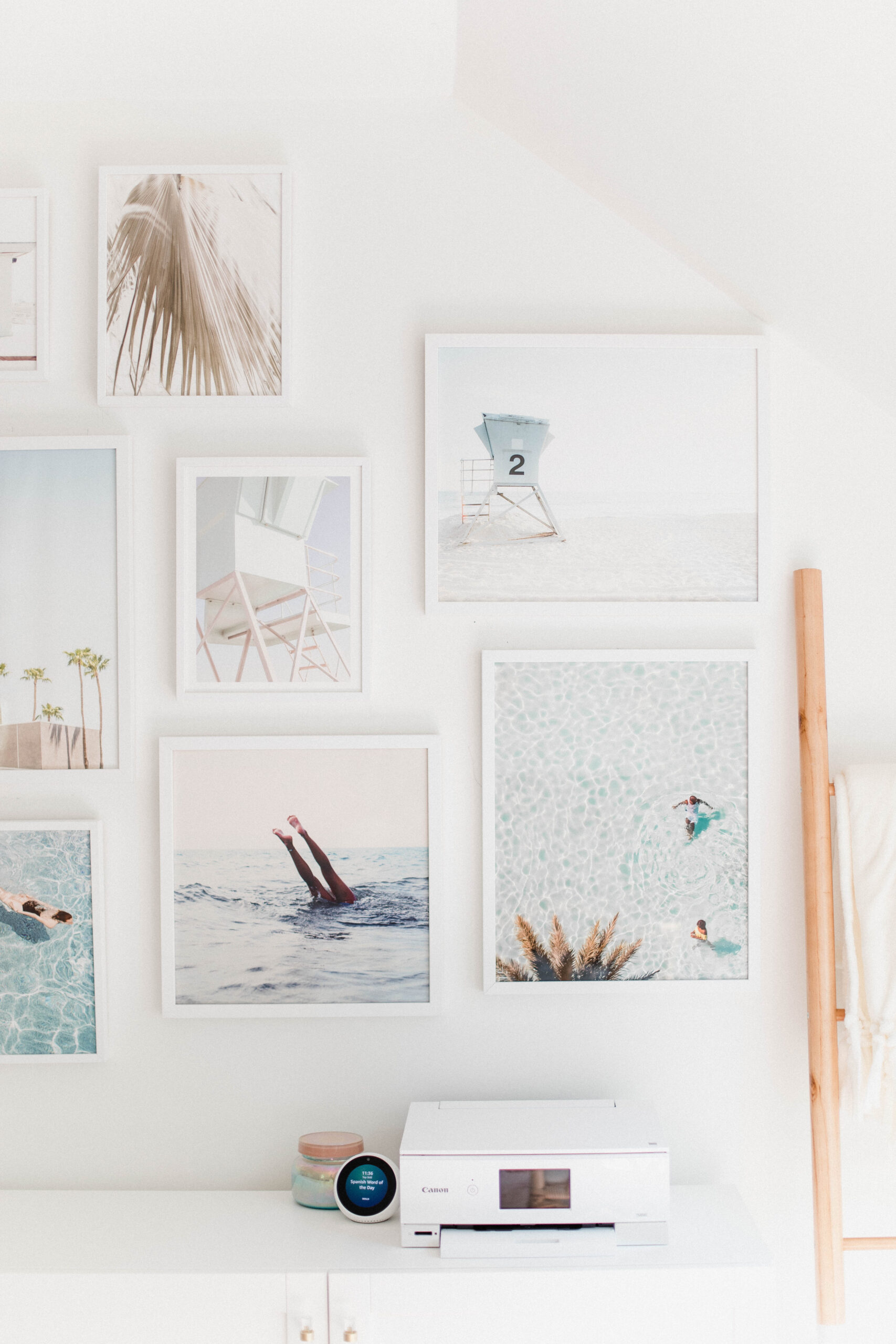 Connecticut life and style blogger Lauren McBride shares her coastal office gallery wall featuring artwork from Minted.